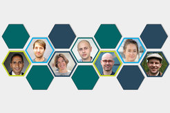 Zwei Wissenschaftlerinnen und fünf Wissenschaftler von sieben Max-Planck-Insituten werden mit den ERC Consolidator Grants 2021 gefördert (v.l.n.r.): Dr. Ajit Srivastava, Dr. David Zwicker, Dr. Silvia Cappello, Dr. Ivan Bedzhov, Dr. Jan Brugués, Dr. Gesa Hartwigsen und Dr. Johann-Mattis List.
